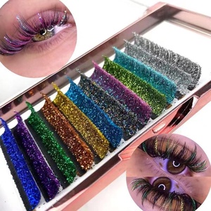 Extension de cils colorés de Noël cils de Volume de paillettes personnalisés Extension de cils noir mat mélange de cils de pointes de paillettes de couleur - Product Image 3