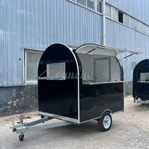 รถขายอาหารเคลื่อนที่แบบวงกลมสีดำขนาด 2.2 เมตร สำหรับขายฮอทดอกและชิปส์ เหมาะสำหรับธุรกิจจัดเลี้ยงนอกสถานที่ในยุโรป - Product Image 5
