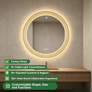 Miroir de salle de bain mural LED moderne avec interrupteur tactile réglable, lumière 3000K-6000K, alimentation par prise électrique - Product Image 1