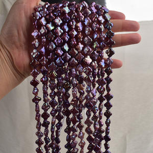 Collier de perles de trèfle violettes de forme baroque en eau douce naturelle, perles semi-finies blanches en vrac pour accessoires de bijoux DIY - Product Image 2