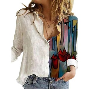 Camisa Blanca de Manga Larga con Estampado <span class=keywords><strong>Animal</strong></span>, Estilo Casual, para Comercio Transfronterizo Europeo y Americano <span class=keywords><strong>2021</strong></span> - Product Image 6