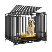 Nichoir pliable robuste en métal pour chien, avec toit et roues, enclos en grillage soudé pour animaux de taille moyenne/grande, utilisation intérieure