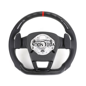Volant personnalisé en fibre de carbone pour <span class=keywords><strong>Audi</strong></span> RS3 S3 A3 8Y, fond plat, cuir perforé avec palettes de changement de vitesse - Product Image 4