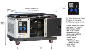 Dg23000se im lặng 2v98 hai xi lanh Máy phát điện diesel 15KW 16kw 20kva 22kva - Product Image 6