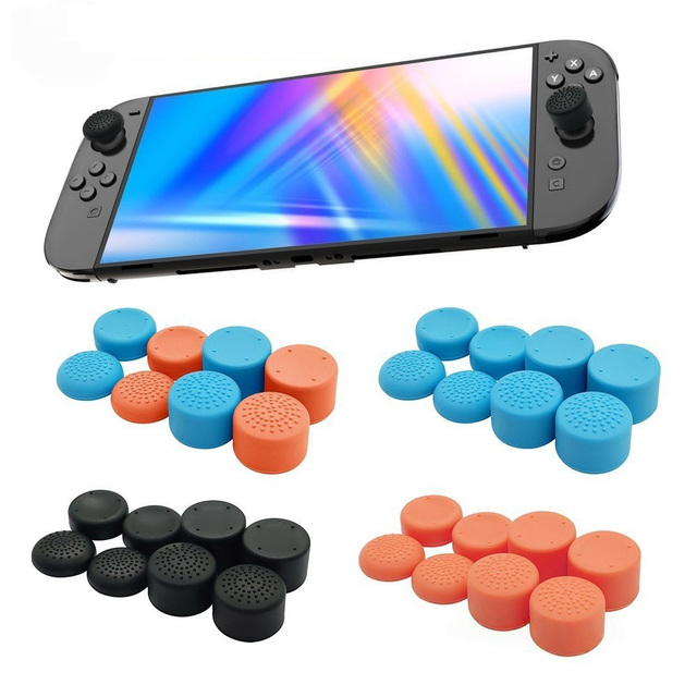 8pcs/set 8 in 1 Joycon Analog Thumbstick Cover Joystick Cap Silicone Thumb Grip for Nintendo Switch 2 Joy-con Controller