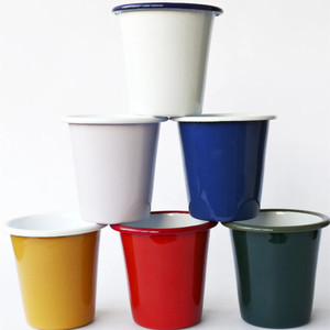 310ml 500ml blanco rojo amarillo negro Color en blanco en forma de V café <span class=keywords><strong>cerveza</strong></span> vino beber vaso recubierto de esmalte personalizado sin mango - Product Image 4