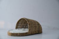 Maison pour animaux de compagnie en paille naturelle faite à la main, durable et confortable, pour amis à fourrure, maison pour chat en rotin