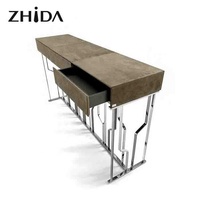 Tables consoles extensibles modernes en marbre doré Zhida pour hôtel et maison, meubles de luxe pour salon et salle à manger