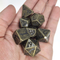 D & D Jeu de 7 dés en métal à l'échelle du dragon D20 pour les jeux de table Donjons Dragon Cthulhu RPG Logo personnalisé