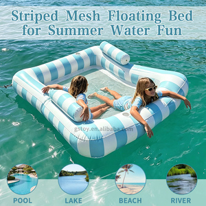Î<span class=keywords><strong>le</strong></span> flottante gonflable d'extérieur, double flotteur <span class=keywords><strong>de</strong></span> piscine, hamac aquatique pour 2 personnes avec centre en maille et porte-gobelets pour <span class=keywords><strong>le</strong></span> <span class=keywords><strong>lac</strong></span> - Product Image 3