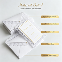 Invitation de mariage personnalisée exquise et populaire, avec bordure en dentelle vintage, suite de cartes en papier, carte de rappel de date, RSVP, impression typographique et dorure à chaud en relief