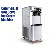 Machine à crème glacée molle commerciale de 18 litres, machine à yogourt glacé numérique avec 2+1 saveurs, machine à crème glacée molle professionnelle