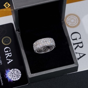 Hot Sale 3Rows Full Pave <b>Men</b> Moissanite <b>Ring</b> Pass Diamond Tester Hip Hop <b>Ring</b> Iced Out Moissnaite <b>Ring</b> - Product Image 4