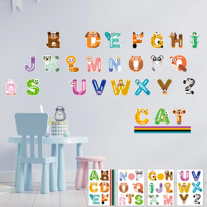 Décorations murales éducatives pour enfants, étanches, colorées, avec 26 lettres de l'alphabet et animaux de <span class=keywords><strong>dessin</strong></span> <span class=keywords><strong>animé</strong></span>, pour l'apprentissage <span class=keywords><strong>en</strong></span> classe et l'éveil précoce. - Product Image 4