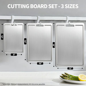 Custom Pure <span class=keywords><strong>Titanium</strong></span> Snijplank 3 Delige Set Gemakkelijk Schoon Te Maken Krasbestendig Dubbelzijdig Hakblok Met Sapgroef - Product Image 3