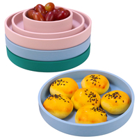 3 en 1 Bol à pâtes rond en silicone incassable, réutilisable et non toxique, lavable au lave-vaisselle Ensemble d'assiettes légères pour kits et adultes