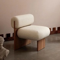 Chaise de canapé simple de style japonais Design nordique moderne Hôtel Wabi Sabi Meubles Salon Salon Chaise d'appoint en bois de laine d'agneau