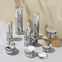 Conteneur cosmétique en plastique argenté de luxe 30ml 50ml 80ml 120ml 20g 30g 40g 50g, pot et flacon pompe à lotion en acrylique