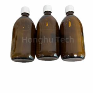 473ml 16oz NEOS <b>Amber</b> Glass <b>Bottle</b> Big Round Narrow Shoulder <b>Bottles</b> with Blue II Label Screw Cap Whole Set - Product Image 5