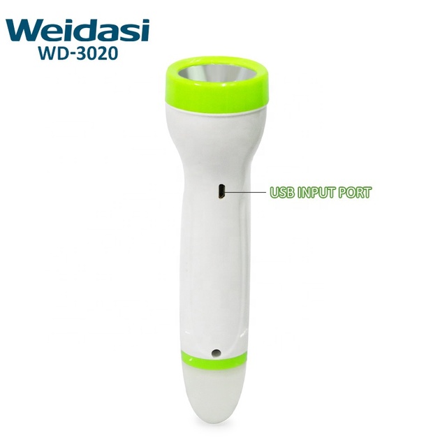 Plastic Portable Rechargeable Emergency Torch Light Hand Led Power Flashlight Torch with Usb for Kids