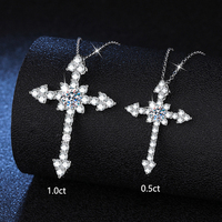 Collier pendentif croix en argent sterling pour hommes avec diamant Moissanite Bijoux de mode pour les couples
