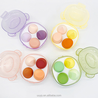Ensemble de 4 éponges de maquillage pour le visage personnalisées, en polyuréthane non latex, douces, respectueuses de la peau, en forme d'œuf, lavables