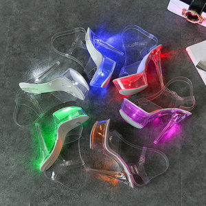 Sandales à Talons Hauts Lumineuses Sexy Modèle Catwalk <span class=keywords><strong>Chaussures</strong></span> en Cristal <span class=keywords><strong>Chaussures</strong></span> <span class=keywords><strong>de</strong></span> Pole Dance pour Dames <span class=keywords><strong>Talon</strong></span> <span class=keywords><strong>de</strong></span> 15cm - Product Image 1