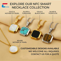 Collier NFC programmable personnalisé, bijoux en acier inoxydable plaqué or de luxe avec puce NFC