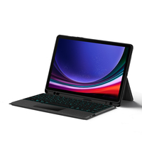 Sarung Tablet Keyboard nirkabel 12.4 inci, sarung kulit Pu untuk Samsung Galaxy Tab S7 FE S7 Plus S8 Plus