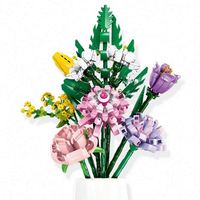 Set de Bloques de Construcción de Flores Educativos de Plástico, Diseño Único, Decoración Creativa, Modelo de Planta en Maceta, Juguete