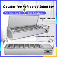 Vitrine Réfrigérée Comptoir en Acier Inoxydable pour Salades, Buffet, Pâtisseries et Pizzas – Modèle à Couvercle Ouvert