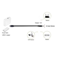 Tip-C - DC5525 Erkek Şarj Adaptörü 9V 12V 15V 20V PD100W Güç Şarj Kablosu E-Marker Çipli 5.5x2.5mm Hoparlör CCTV Kamera için