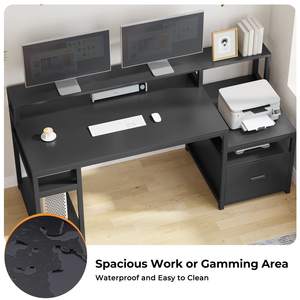 Escritorio <span class=keywords><strong>para</strong></span> Oficina en Casa con Cajonera <span class=keywords><strong>para</strong></span> Archivos, Escritorio Grande <span class=keywords><strong>para</strong></span> <span class=keywords><strong>Computadora</strong></span> con Estantes de Almacenamiento, <span class=keywords><strong>Mueble</strong></span> <span class=keywords><strong>para</strong></span> <span class=keywords><strong>Impresora</strong></span> y Estante <span class=keywords><strong>para</strong></span> Monitor - Product Image 2