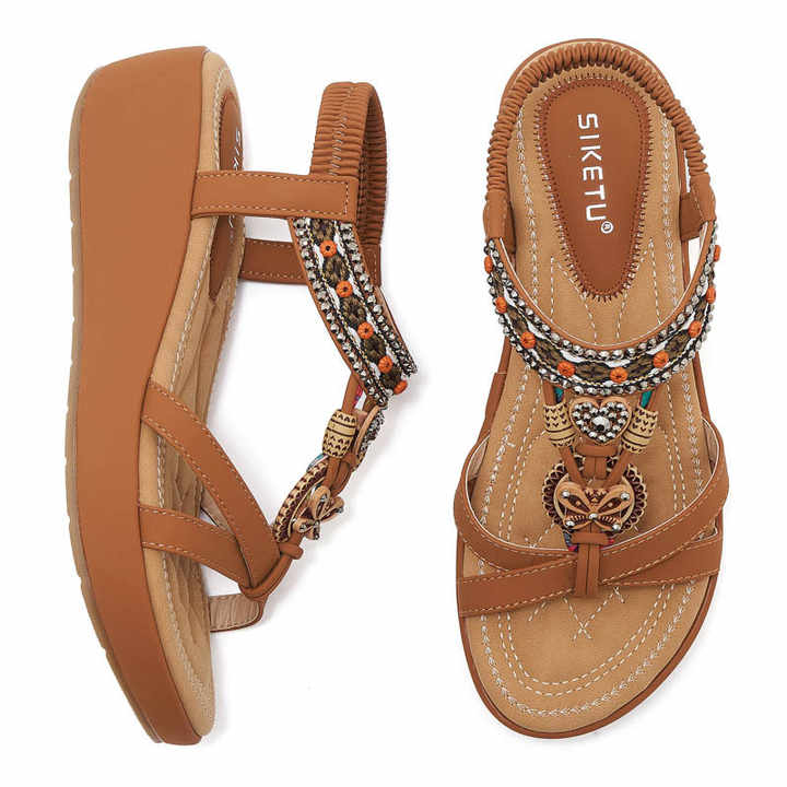 Bohemia Crystal Elastic Beach Sandals
