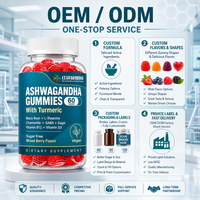 Gummies d'Ashwagandha Personnalisées OEM ODM Marque Privée 2000mg 60 Unités Saveur Baies Mixtes avec Vitamine D3, B12 et Curcuma