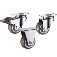 Roulette pivotante plate silencieuse de 1,5 pouce pour meubles, draisienne, lit d'enfant, skateboard, fixation étroite