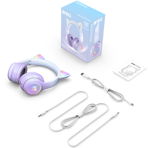 Nuevos Auriculares Infantiles <span class=keywords><strong>ONIKUMA</strong></span> <span class=keywords><strong>B90</strong></span> RGB, Auriculares Plegables BT con Orejas de Gato Desmontables - Product Image 6