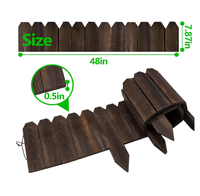 Borde de Madera Carbonizada Duradero para Jardín, Decoración de Cercas de Madera, Borde para Paisajismo, Barrera para Macizos de Flores, Jardín, Césped, Caminos y Árboles