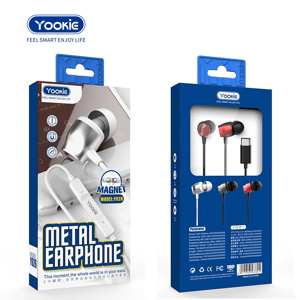 YOOKIE Earphone,In-Ear Headphones with Universal Mic,USB C wired earphone for Samsung