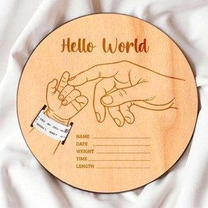 <strong>Wedding</strong> Favors <strong>Keepsake</strong> with "Hello World" Design Baby Milestone Cards Circular Hospital Wristband Information Storage Box - Product Image 1