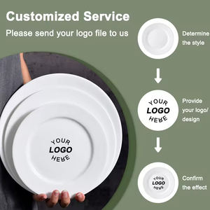 شعار مخصص 6 <span class=keywords><strong>7</strong></span> 8 10 12 14 بوصة طبق كيك وطبق حلوى سيراميك مطعم بحافة ذهبية طبق زفاف أبيض - Product Image 5