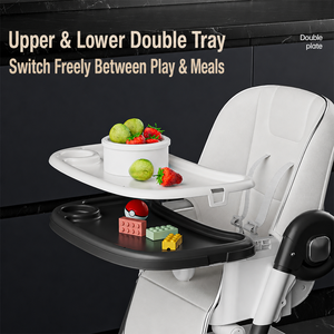 Silla Alta Plegable para Bebé, <span class=keywords><strong>Reclinable</strong></span>, Asiento de Alimentación <span class=keywords><strong>Infantil</strong></span>, Altura Ajustable, Bandeja Doble, Silla de Comedor Portátil - Product Image 4