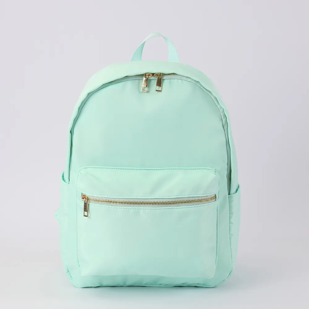 2021 Stock Large Nylon Backpack Customizable Logo Travel Handbag Macaron Candy Color New Light Pink Nylon Backpack