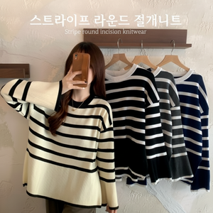 Damulgo maglioni giornalieri lavorati a maglia a taglio rotondo Semi-larghi da donna - Product Image 1