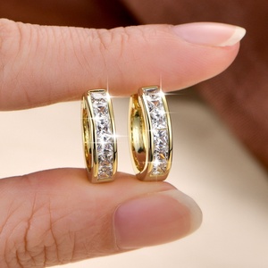Fashion Copper 14k Gold Filled Channel Setting Princess Cut 3mm Zircon Simple Trendy Daily Wear Unisex Jewelry - Product Image 6