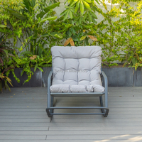 Chaise de piscine à bascule en tissu pour patio extérieur moderne Cadre en aluminium Matériau en bois et métal pour hôtel, piscine, plage et loisirs