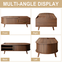 Table basse scandinave Odm, forme oblongue à extrémités courbes, finition laiton, double étagère, profil bas, mobilier de salon nordique pour condo