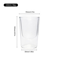 Tasse en verre borosilicate à double paroi, style classique moderne, pour thé, café, lait, réutilisable, idéale pour les mariages et les fêtes