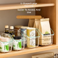 Panier de rangement de cuisine incliné en plastique transparent avec roulettes, grand bac de rangement alimentaire transparent pour garde-manger, organisateur de placard
