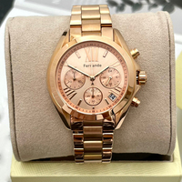 Montre-bracelet élégante pour femme, style professionnel simple, bracelet à maillons or rose 22 mm, chronographe romain, mouvement quartz ETA, résistante à l'eau